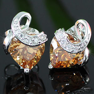 2 Carat Heart Amber Sapphire Stud Earrings XE294