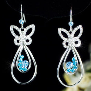 Blue Butterfly Earrings use Austrian Crystals XE307