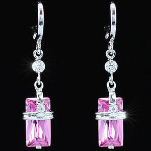 2 Carat Dangle Pink Created Sapphire Earrings XE327
