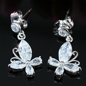 1.5 Carat Created Diamond Dangle Butterfly Earrings XE335