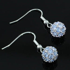 Blue Dangle Ball Earrings use Austrian Crystal XE343