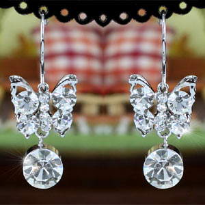 Dangle Butterfly Earrings use Austrian Crystal XE370