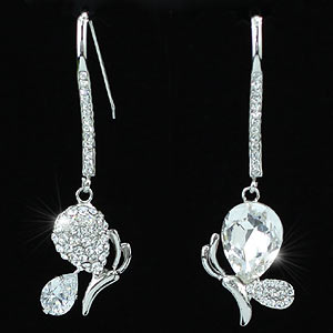 Stylish Dangle Butterfly Earrings use Swarovski Crystal XE375