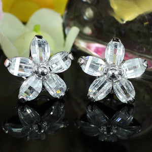Sparkling Flower CZ Created Diamond Stud Earrings XE437