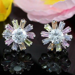 Multi-Color Flower Stud Earrings use Swarovski Crystal XE444