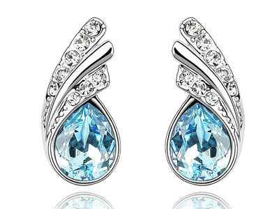 1.5 Carat Aqua Blue Pear Cut Stone Earrings XE470