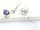3 Carat Purple Dangle Swan Earrings use Austrian Crystal XE474