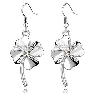 Dangle 4 Leaf Clover Flower Earrings use Austrian Crystal XE476