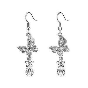 2 Carat Dangle Butterfly Earrings Use Austrian Crystal XE486