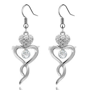 Dangle Heart Earrings use Austrian Crystal XE489