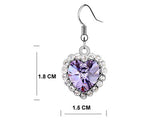 3 Carat Purple Dangle Heart Earrings use Austrian Crystal XE495