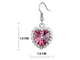 3 Carat Pink Dangle Heart Earrings use Austrian Crystal XE496