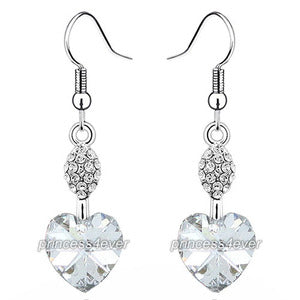 Dangle 3 Carat Heart Earrings use Austrian Crystal XE497