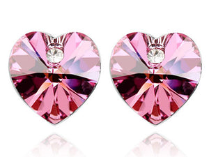 3 Carat Pink Heart Earrings use Austrian Crystal XE504
