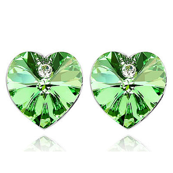 3 Carat Green Heart Earrings use Austrian Crystal XE505