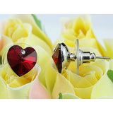 3 Carat Dark Red Crystal Heart Stud Earrings XE506