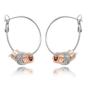 Silver and Rose Gold Colour Hoop Earrings use Swarovski Crystal XE511