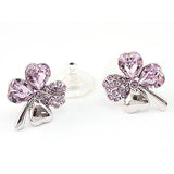 4 Leaf Clover Flower Light Lilac Purple Earrings use Austrian Crystal XE521