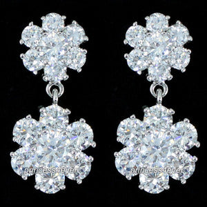 Dangle Flower 3 Carat CZ Created Diamond Earrings XE533