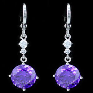 Dangle Heart 2 Carat Purple Created Sapphire Earrings XE547