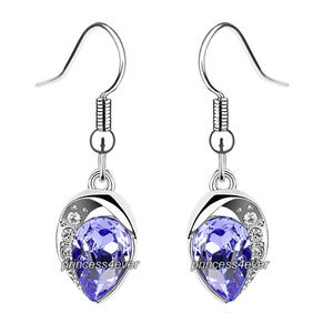Purple Dangle Pear Cut Earrings use Swarovski Crystal XE568