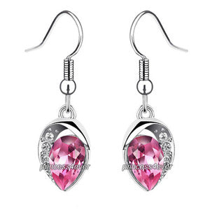 Pink Dangle Pear Cut Earrings use Swarovski Crystal XE570