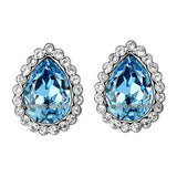 2 Carat Blue Pear Cut Stud Earrings use Austrian Crystal XE574