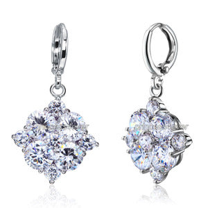 Dangle Flower Carat CZ Created Diamond Earrings XE584
