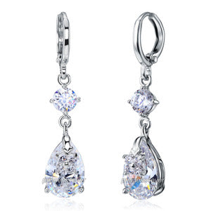 Dangle Bridal Party Tear Drop 3 Carat CZ Created Diamond Earrings XE585