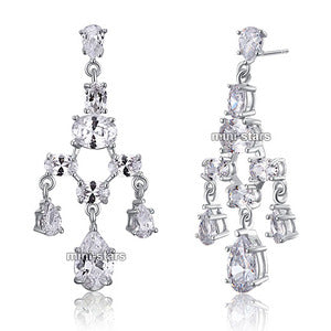 Bridal Wedding Pageant Chandelier CZ Created Diamond Dangle Earrings XE590