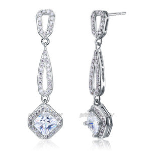 Bridal Party Dangle 1 Carat CZ Created Diamond Earrings XE594
