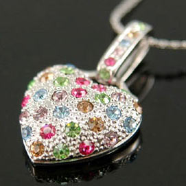 Heart Multi-Colour Necklace use Swarovski Crystal XN024