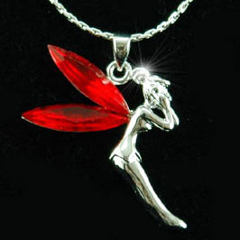 Red Fairy Pendant Necklace use Swarovski Crystal XN056