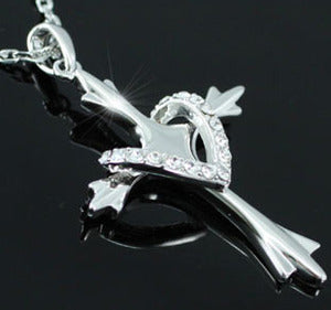 Cross Heart Love Necklace use Austrian Crystal XN090
