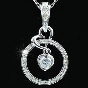 Circle Heart Pendant Necklace use Austrian Crystal XN103