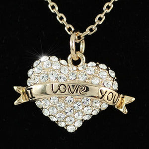 Heart "I Love You" Rose Gold Plated Pendant Necklace XN160