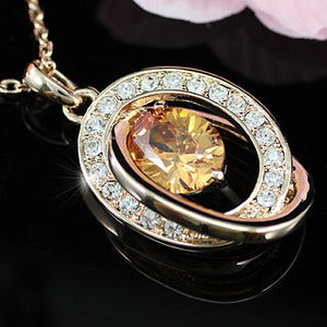 Rose Gold Plated 5 Carat Sapphire Pendant Necklace XN169