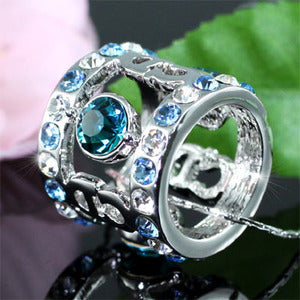 Blue Ring Shape Necklace use Austrian Crystal XN198