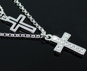 Double Cross Necklace use Austrian Crystal XN201