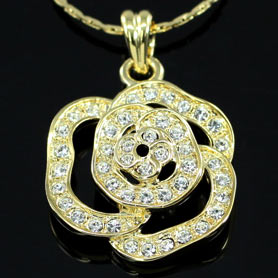 Gold Plated Rose Necklace use Swarovski Crystal XN204