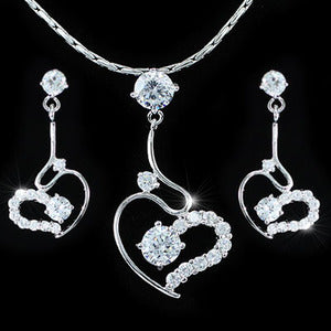 4 Carat CZ Created Diamond Heart Necklace Earrings Set XN265