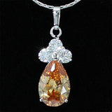 2.5 Carat Pear Cut Amber CZ Created Diamond Pendant & Necklace XN284