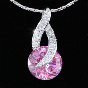 4 Carats Pink Round Cut Created Sapphire Pendant & Necklace XN291