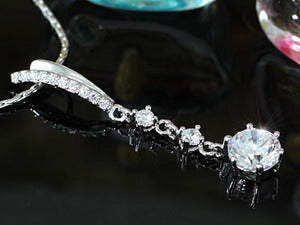 Dangle Elegant CZ Created Diamond Pendant Necklace XN293