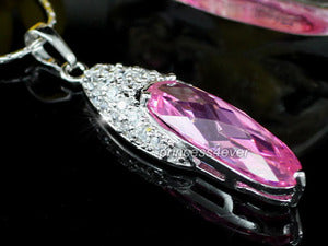 Sparkling Created Pink Sapphire Pendant & Necklace XN299