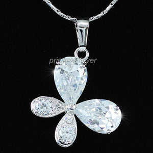 6 Carat Pear Cut CZ Created Diamond Butterfly Pendant & Necklace XN301