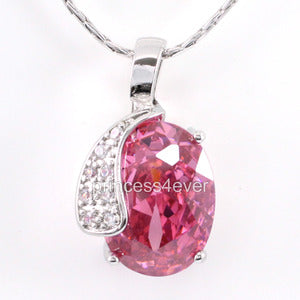 8 Carat Pink Created Sapphire Pendant & Necklace XN305