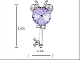 3 Carat Mickey Love Key Necklace use Austrian Crystal XN319
