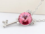 3 Carat Pink Mickey Love Key Necklace use Austrian Crystal XN320