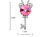 3 Carat Pink Mickey Love Key Necklace use Austrian Crystal XN320